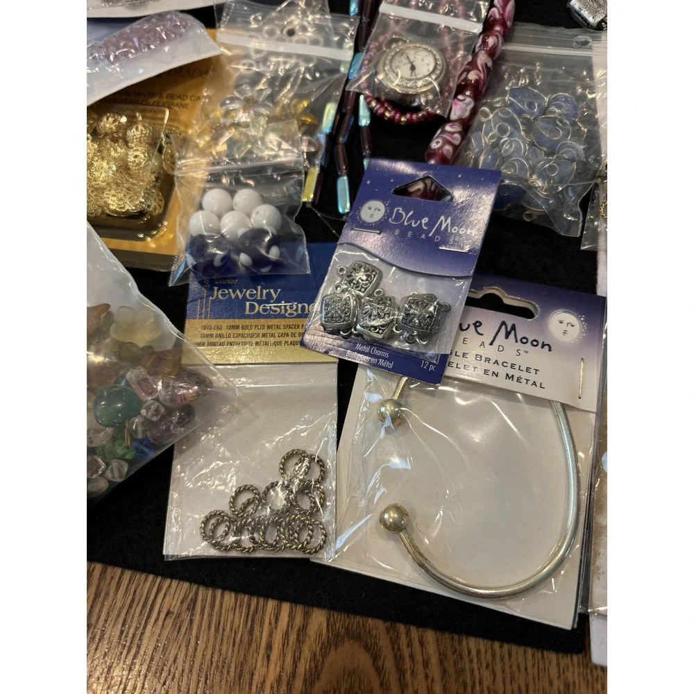 Lot Of New in Packages Jewelry Making Supplies Beads Watch Metal Velvet Beads